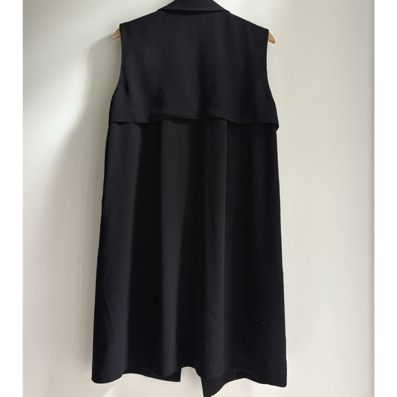 JENNI KAYNE Black Tuxedo Style Sleeveless Trench Vest Small Longline Minimalist - Picture 9 of 15